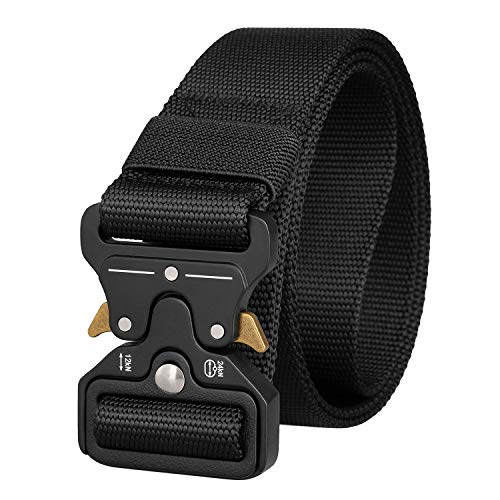 Huntvp Cinturón Táctico Cinturón Ajustable Molle Cinturón Hombre Militar Nailon Hebilla Metal Impermeable para Guardia Policía Seguridad Senderismo Trekking al Aire Libre