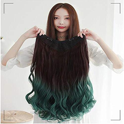 HUOQILIN U Hembra Pieza De Pelo Peluca Capsula Una Red Rojo Semi-Largo De Coloración del Cabello De Onda U Gradiente De Volumen De Rosa (Color : A)