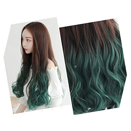 HUOQILIN U Hembra Pieza De Pelo Peluca Capsula Una Red Rojo Semi-Largo De Coloración del Cabello De Onda U Gradiente De Volumen De Rosa (Color : A)