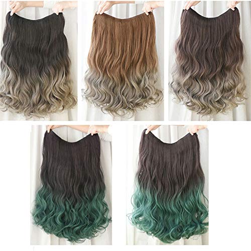 HUOQILIN U Hembra Pieza De Pelo Peluca Capsula Una Red Rojo Semi-Largo De Coloración del Cabello De Onda U Gradiente De Volumen De Rosa (Color : A)