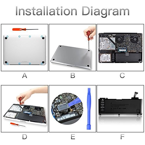 HUSAN A1322 Batería de Ordenador portátil para MacBook Pro 13 '' A1322 A1278 (2009 2010 2011 2012 Version) 661-5229 661-5557 020-6547-A MB990LL / A (10.95V 6000mAh)