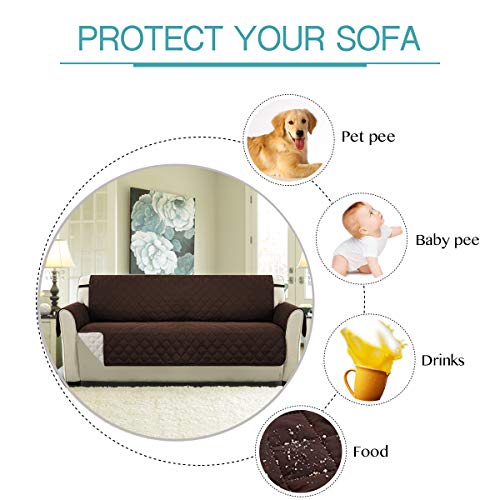 H.VERSAILTEX Silla Cover para Mascotas Doble Cara Anti-Deslizante del Pongis Cubierta Protectora Sof¨¢ Apoyabrazos de Funda, Anti-Sucio, Anti-agarrar, 190cmx53cm - Marr¨®n