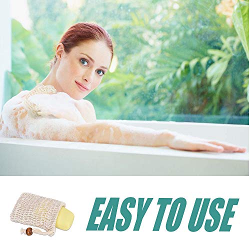 HyAdierTech Bolsa De Jabón De Sisal, Red de jabón, Bolsa de Jabón de Sisal Natural, Bolsas De Fibra De Jabón Natural para Espumar Y Secar El Jabón, Bolsa De Jabón Cuerda con Bolsa para Baño De Ducha