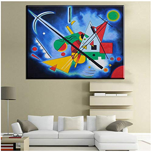 HYFBH Cuadros Abstractos de Wassily Kandinsky HD Lienzo Pintura al óleo Decoración Moderna para el hogar Arte de la Pared Cartel para Sala de Estar 50x70cm (19.7"x27.6) con Marco