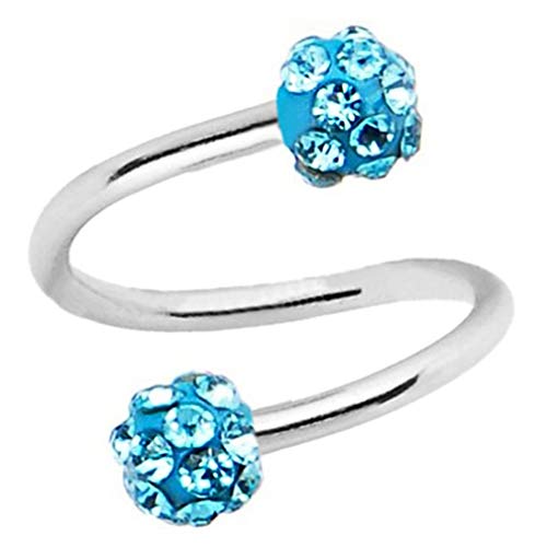 HYHY - Anillo para cartílago en forma de S, cristal sintético, color azul pavo real