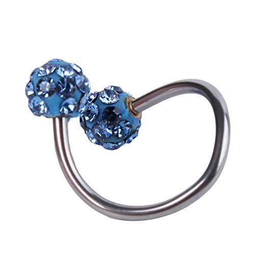 HYHY - Anillo para cartílago en forma de S, cristal sintético, color azul pavo real