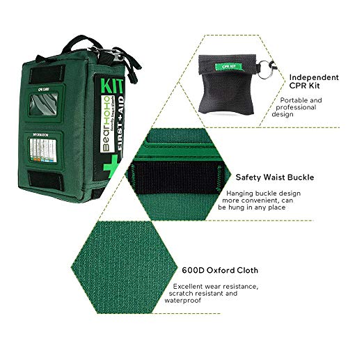 HYRL Kit Auxilios Situaciones De Emergencia En Caso De Terremoto, Kit De Primeros Auxilios De 165 Piezas, Ideal para La Escuela, La Oficina, El Vehículo, El Campamento Y Los Deportes,Withcontent