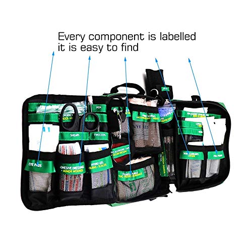 HYRL Kit Auxilios Situaciones De Emergencia En Caso De Terremoto, Kit De Primeros Auxilios De 165 Piezas, Ideal para La Escuela, La Oficina, El Vehículo, El Campamento Y Los Deportes,Withcontent