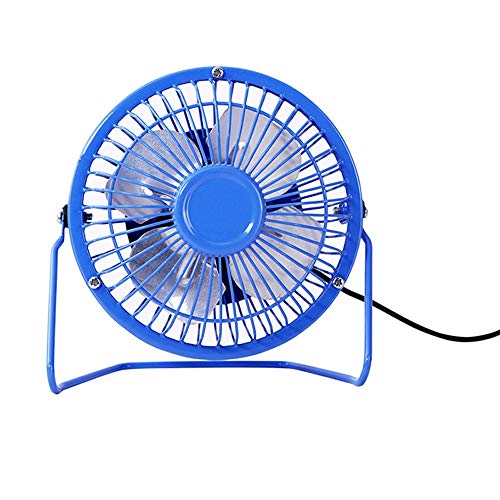 HYXXQQ- Ventilador USB de 4 Pulgadas/Ventilador USB de Metal Retro portátil/Oficina silenciosa/Ventilador de Escritorio/for Computadora portátil (Color : Blue)