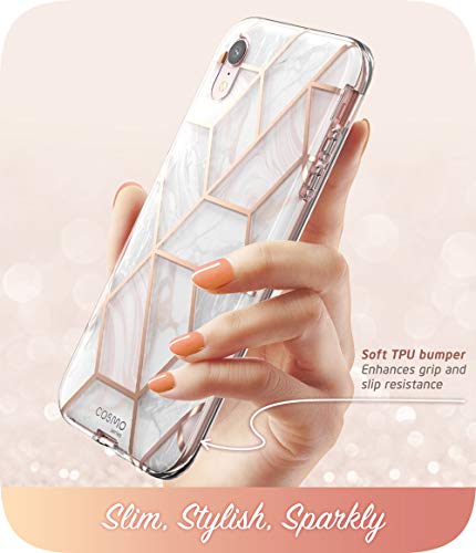 i-Blason Funda para iPhone XR 6.1 [Cosmo] 360 Carcasas con Protector de Pantalla Incorporada Mármol