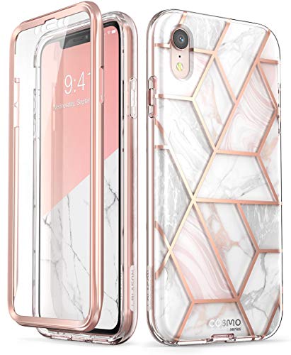 i-Blason Funda para iPhone XR 6.1 [Cosmo] 360 Carcasas con Protector de Pantalla Incorporada Mármol