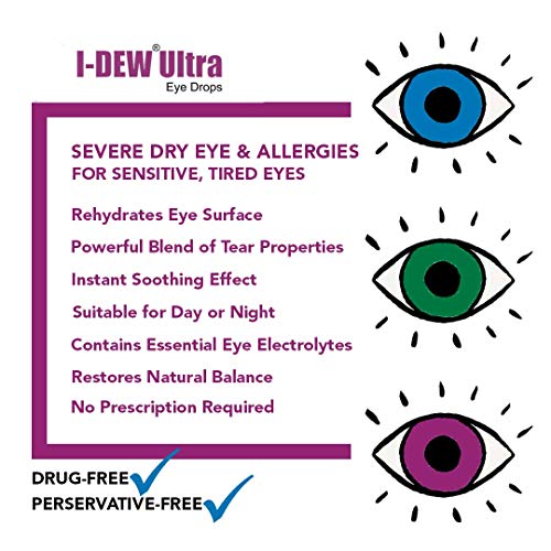 I-Dew Ultra Allergy Eye Drops for Dry Eyes, Eye Drops for Allergies, Eye Drops for Hay fever, Eye Drops for Dry Eyes Contact Lens Users DUO PACK
