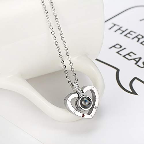 iAmotus Collar Mujer Te Amo 100 Idiomas Collar Plata de Ley 925 Amor Corazón Collar Día de San Valentín Navidad Día de la Madre Regalo