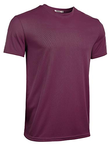 iClosam Camisetas Deporte Hombre Fitness Casual Seco RáPido T-Shirt Running Yoga Ciclismo (XXL, Vino Tinto + Negro + azul-3piezas)