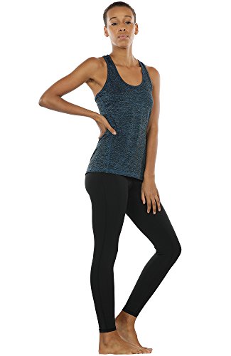 icyzone Camiseta de Fitness Deportiva de Tirantes para Mujer, Pack de 3 (M, Azul Real/Morado/Carboncillo)