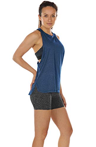 icyzone Sueltas y Ocio Camiseta sin Mangas Camiseta de Fitness Deportiva de Tirantes para Mujer (S, Mezclilla)