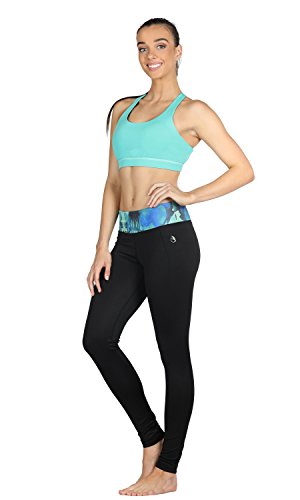 icyzone Sujetador Deportivo Yoga Diseño de Tirantes Cruzados en la Espalda Ejercicio Fitness Ropa Interior para Mujer (L, Cayos de Florida)
