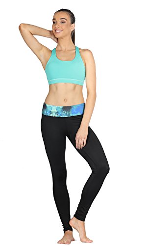 icyzone Sujetador Deportivo Yoga Diseño de Tirantes Cruzados en la Espalda Ejercicio Fitness Ropa Interior para Mujer (L, Cayos de Florida)