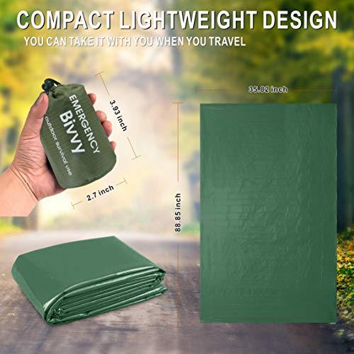 Idefair Saco de dormir de emergencia con silbato de supervivencia Impermeable Ligero Equipo de supervivencia Manta Bolsas para senderismo Caza Camping Mantener caliente