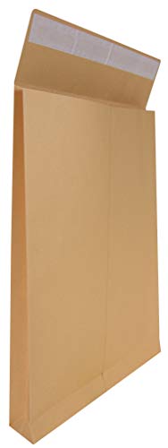Idena 10252 - Sobre plegable (tamaño DIN B4, 130 g/m², con pliegue de 4 cm, autoadhesivo, sin ventana, 100 unidades, FSC reciclado), color marrón