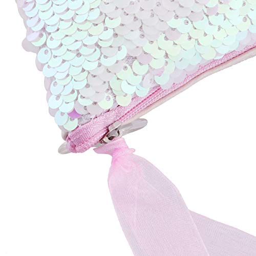IEFIEL Bolso de Lápiz Escolar Mini Bolso de Mano Para Noche Cosméticos Moda Estuche De Maquillaje DIY Con Lentejuelas Reversibles Rosa Talla Única