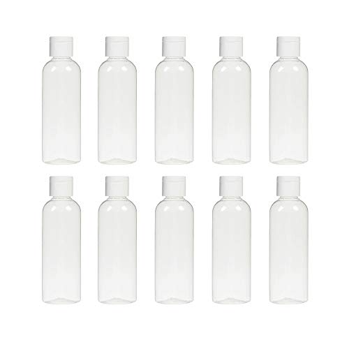 IETONE 10 Piezas Botellas Vacías de Plástico Transparente Tubos de Capacidad de 100 ml con Tapa Abatible Botellas Recargables de Viaje Portátiles Set para Viajes Aéreos, Aeropuerto, Vacaciones