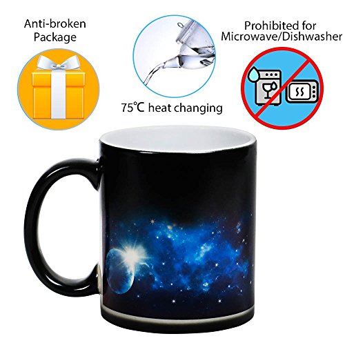 IGZOM Taza Magica,Planetas Tema,Cambia Color Temperatura,Hombres y Mujeres De Ceramica Café Taza,Divertida Cumpleaños,Navidad,Entusiastas De La astronomía Regalo