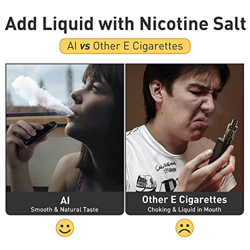 IJOY AI Vape Pod Cigarros Electronicos Kit de Inicio con Vape Liquido Vaper Atomizador recargable 450 mAh Batería recargable Todo en uno Portátil Vape Pen Kits de inicio Vape Negro, sin nicotina