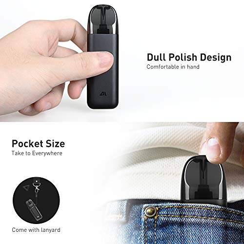 IJOY AI Vape Pod Cigarros Electronicos Kit de Inicio con Vape Liquido Vaper Atomizador recargable 450 mAh Batería recargable Todo en uno Portátil Vape Pen Kits de inicio Vape Negro, sin nicotina