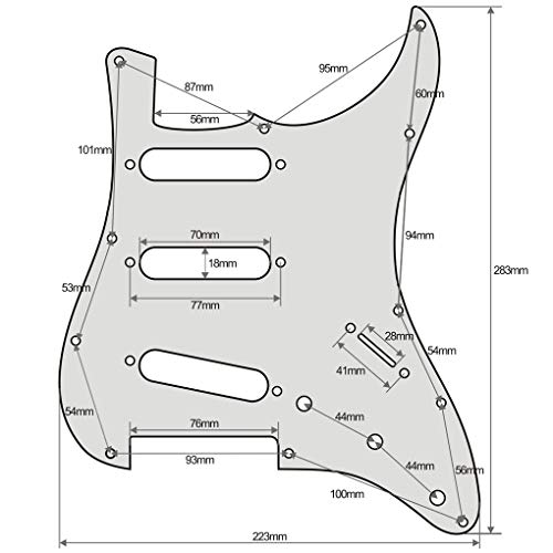 IKN 11 Hole SSS Style Strat Guitar Pickguard Scratchplate para Fender EE. UU. / Parte de guitarra eléctrica Stratocaster estándar de fabricación mexicana de estilo moderno, 3 capas de crema