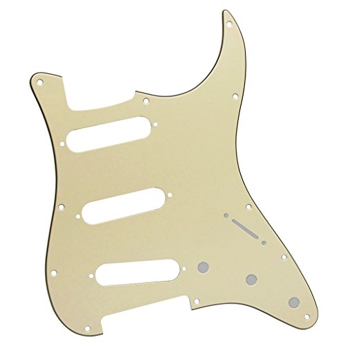 IKN 11 Hole SSS Style Strat Guitar Pickguard Scratchplate para Fender EE. UU. / Parte de guitarra eléctrica Stratocaster estándar de fabricación mexicana de estilo moderno, 3 capas de crema