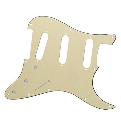 IKN 11 Hole SSS Style Strat Guitar Pickguard Scratchplate para Fender EE. UU. / Parte de guitarra eléctrica Stratocaster estándar de fabricación mexicana de estilo moderno, 3 capas de crema