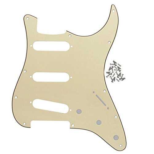 IKN 11 Hole SSS Style Strat Guitar Pickguard Scratchplate para Fender EE. UU. / Parte de guitarra eléctrica Stratocaster estándar de fabricación mexicana de estilo moderno, 3 capas de crema