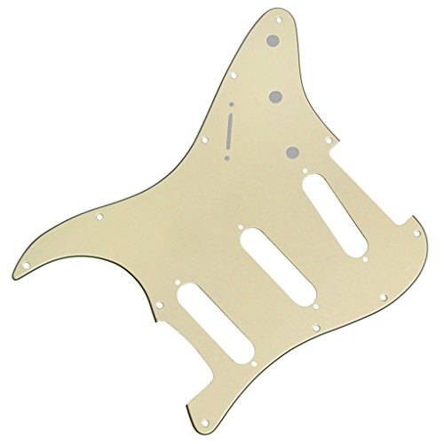 IKN 11 Hole SSS Style Strat Guitar Pickguard Scratchplate para Fender EE. UU. / Parte de guitarra eléctrica Stratocaster estándar de fabricación mexicana de estilo moderno, 3 capas de crema