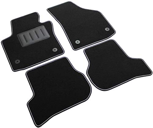 Il Tappeto Auto SPRINT04008 Alfombrillas de Moqueta Negra Antideslizante, Bordo Bicolor, Salvatacco Reforzado