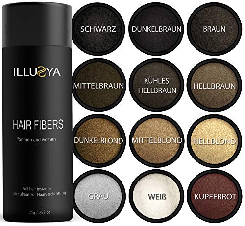 ILLUSYA® Hair Fiber - Caída del cabello - Fibras capilares para el engrosamiento del cabello. marca de primera calidad. Cabello completo en segundos. 25g (MARRÓN CLARO)