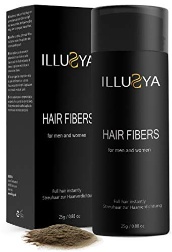 ILLUSYA® Hair Fiber - Caída del cabello - Fibras capilares para el engrosamiento del cabello. marca de primera calidad. Cabello completo en segundos. 25g (MARRÓN CLARO)