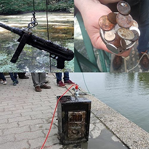 imán de neodimio con 20m de cuerda,Wukong N52 Súper Potente imán fuerza de atracción 132Kg,60mm de diámetro grosor de la 15mm para pesca con imán y salvamento en el río