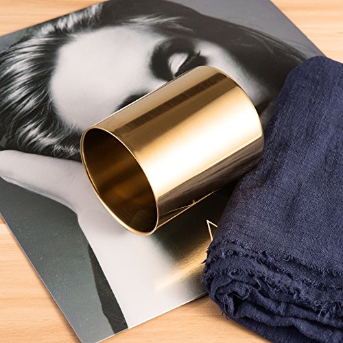 IMEEA Pencil Cup Holder Pen Pot Pinceles de maquillaje de escritorio organizador de papelería acero inoxidable, color dorado