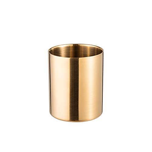 IMEEA Pencil Cup Holder Pen Pot Pinceles de maquillaje de escritorio organizador de papelería acero inoxidable, color dorado