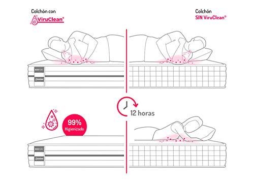 Imperial Relax | Colchón Visco Ecológico Ecopure 25Cm | Tecnología Autohigienica | Alta Densidad | Reversible (Invierno/Verano) | Alta Transpiración | Todas Las Medidas (135x190)