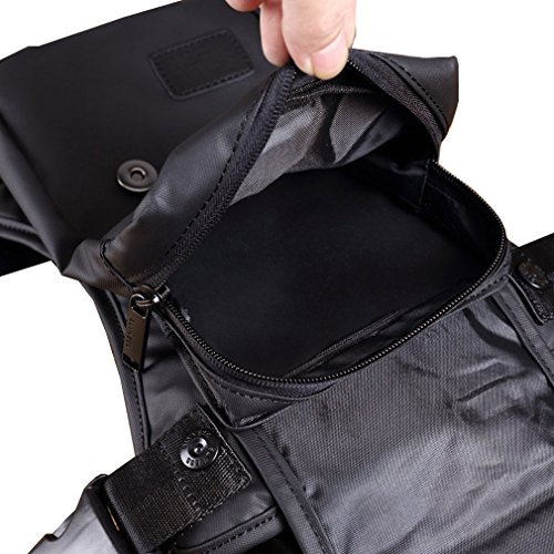 Impermeable Oxford Bolsa de Pierna para Hombres Mujeres Motocicleta Montar Muslo Cintura Riñonera Paquete multifunción Viajes Pesca Senderismo Ciclismo al Aire Libre Negro