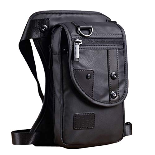 Impermeable Oxford Bolsa de Pierna para Hombres Mujeres Motocicleta Montar Muslo Cintura Riñonera Paquete multifunción Viajes Pesca Senderismo Ciclismo al Aire Libre Negro