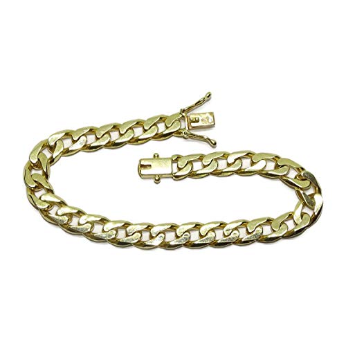 Impresionante Pulsera para Hombre de Oro Amarillo de 18k Maciza Barbada de 7mm de Ancha y 20.00cm de Larga. Cierre cajetin con 2 Ochos de Seguridad. 25.40gr de Oro de 18k