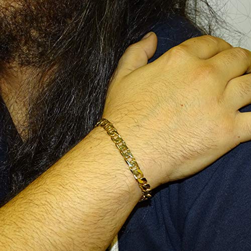 Impresionante Pulsera para Hombre de Oro Amarillo de 18k Maciza Barbada de 7mm de Ancha y 20.00cm de Larga. Cierre cajetin con 2 Ochos de Seguridad. 25.40gr de Oro de 18k