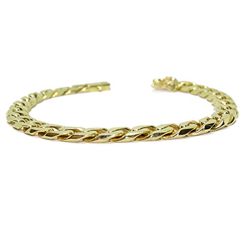 Impresionante Pulsera para Hombre de Oro Amarillo de 18k Maciza Barbada de 7mm de Ancha y 20.00cm de Larga. Cierre cajetin con 2 Ochos de Seguridad. 25.40gr de Oro de 18k