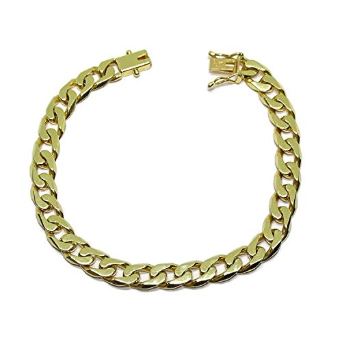 Impresionante Pulsera para Hombre de Oro Amarillo de 18k Maciza Barbada de 7mm de Ancha y 20.00cm de Larga. Cierre cajetin con 2 Ochos de Seguridad. 25.40gr de Oro de 18k