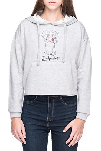 In a Heartbeat Mujer Sudadera con Capucha de Crop Gris Women's Crop Hoodie Sweatshirt Grey