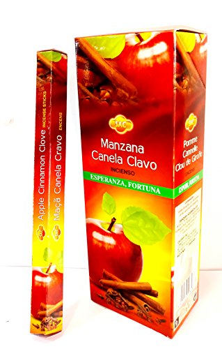 Incienso Manzana - Canela- clavo ( 3 en uno) 6 paquetes de 20 varillas/u, un total de varillas para la Esperanza y la fortuna