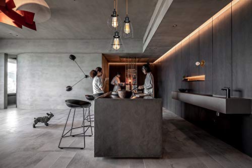 Industrial Retro Lámpara colgante Luz, Vintage Lámpara de techo Comedor TANGSHI Iluminación colgante E27 Enchufe, 3 Negro Metal cage